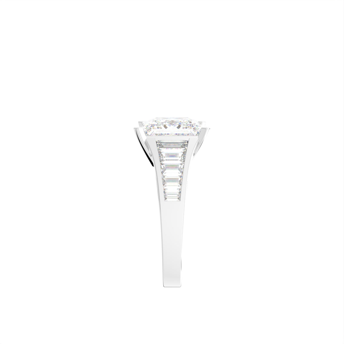 18K White Gold Cushion Diamond Ring — SIDE