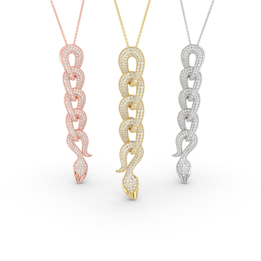 18K Bespoke Snake Diamond Pendant — 3 COLOR