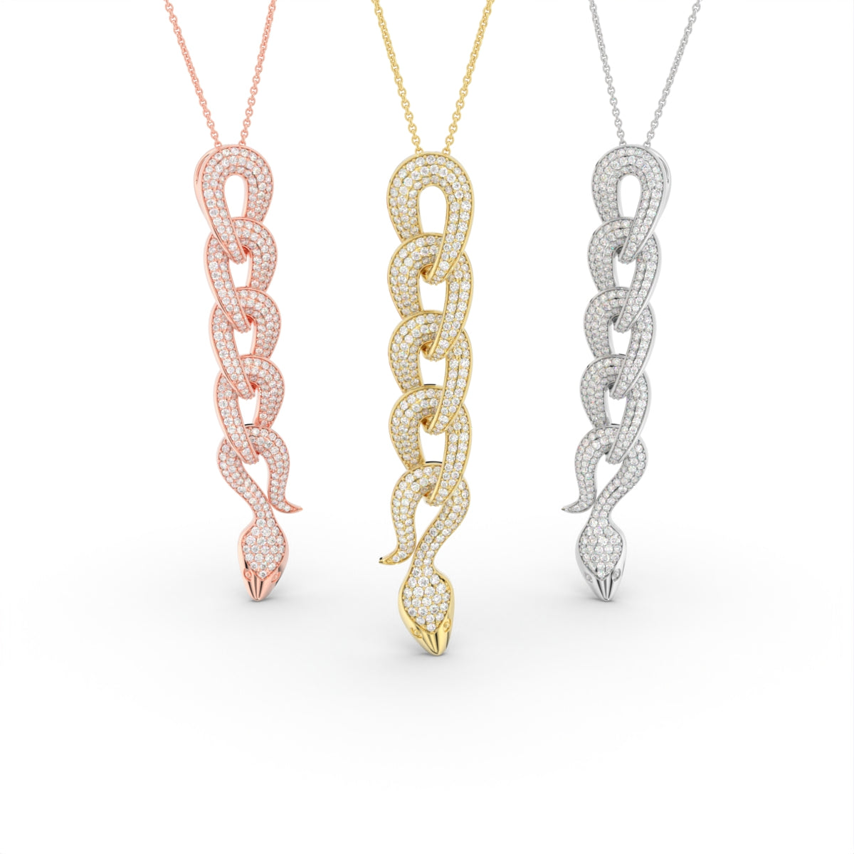 18K Bespoke Snake Diamond Pendant — 3 COLOR