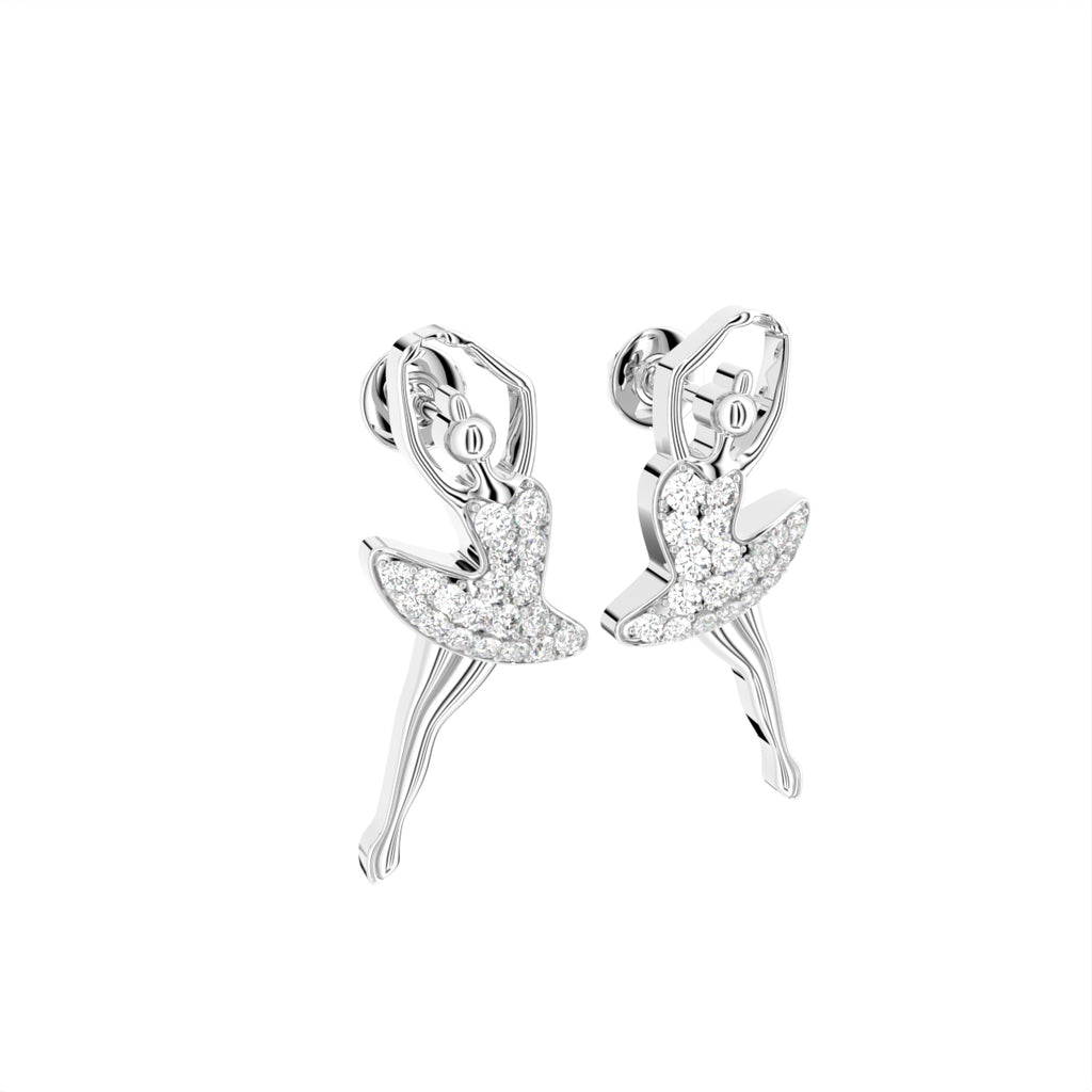 18K Dancing Lady Diamond Earrings — 3D VIEW