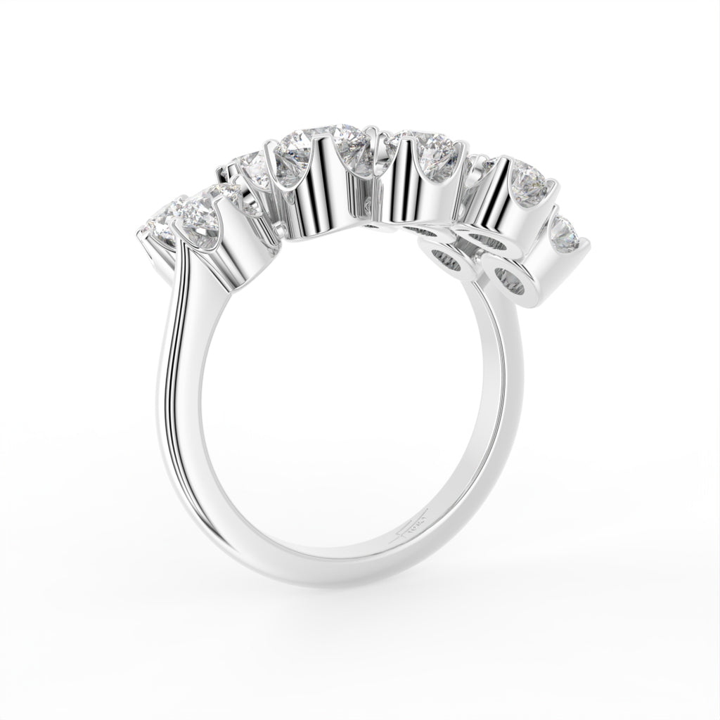 18K White Gold Round Diamond Cocktail Ring — 3D VIEW