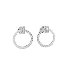 18K Round Diamond Hoop Earrings — 3D VIEW