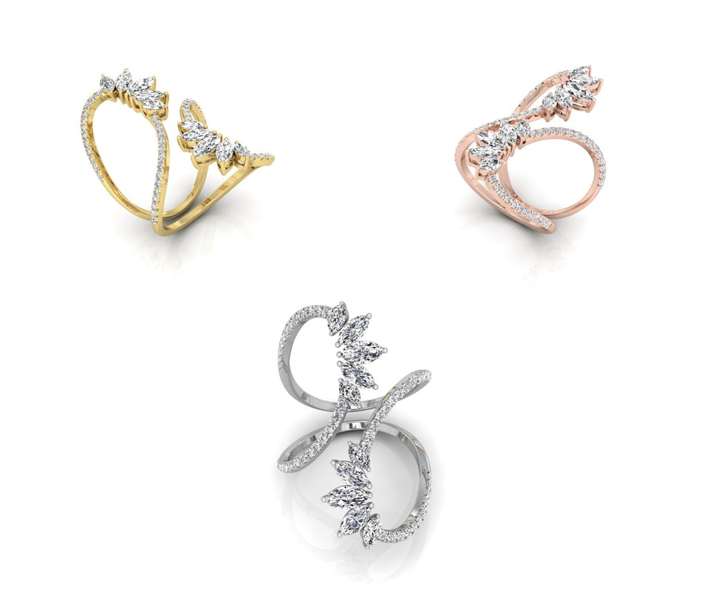 18K White Gold Bespoke Diamond Ring — 3 COLOR