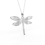 18K Dragonfly Pave Diamond Pendant — 3D VIEW