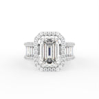18K Halo Emerald Diamond Engagement Ring — TOP