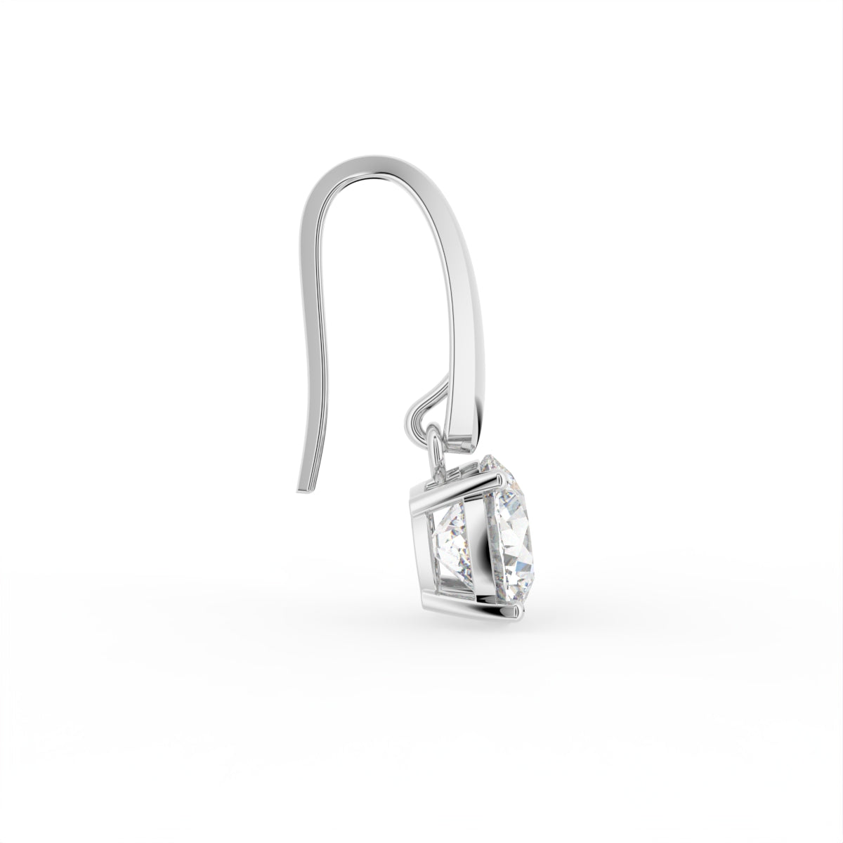 18K Round Diamond Drop Earrings — SIDE VIEW