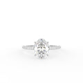 18K Shoulder Set Oval Diamond Engagement Ring — TOP