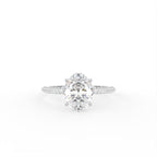 18K Shoulder Set Oval Diamond Engagement Ring — TOP