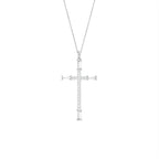 vimg:FJ3351|vimg:FJ3347|14K White Gold Cross Baguette Diamond Pendant — 3D VIEW