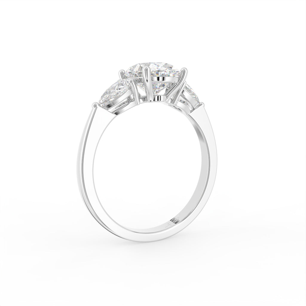 18K Trilogy Oval Diamond Ring — 3D VIEW