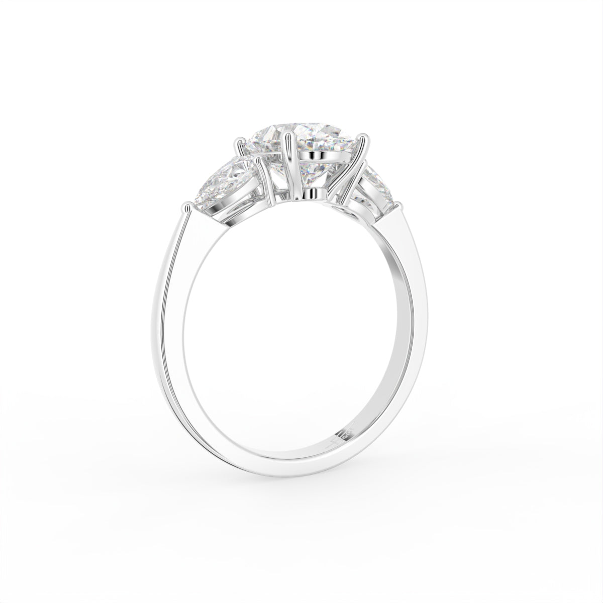 18K Trilogy Oval Diamond Ring — 3D VIEW