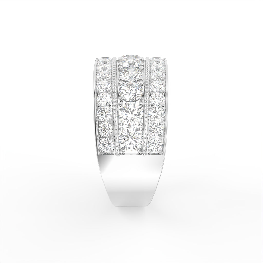 18K Eternity Round Diamond Multi-Row Ring — SIDE