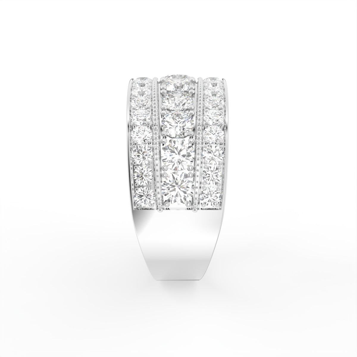 18K Eternity Round Diamond Multi-Row Ring — SIDE