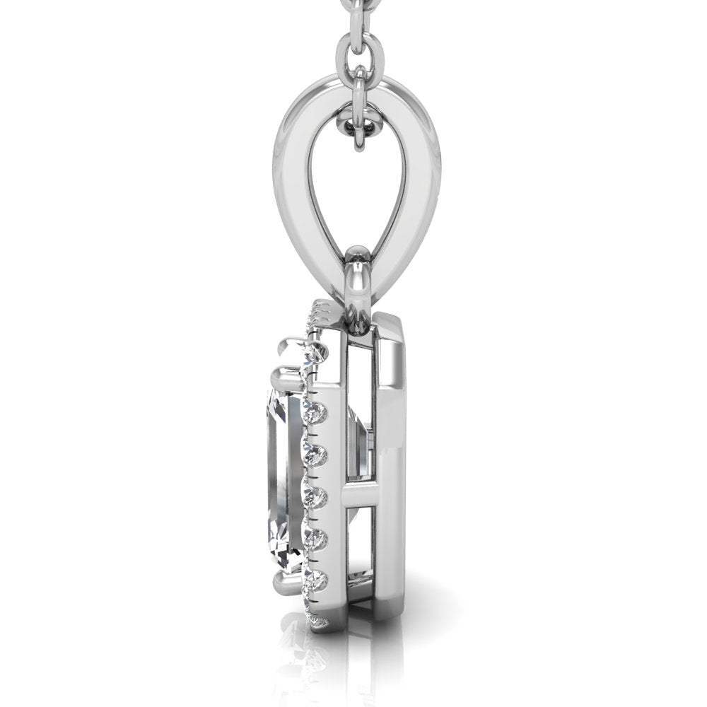 18K Halo Diamond Pendant — RIGHT