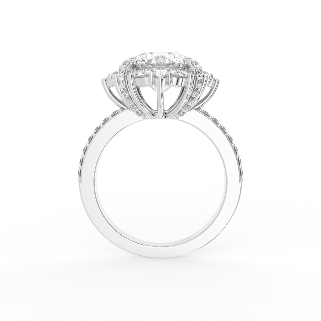 18K Solitaire Halo Round Diamond Ring — FRONT
