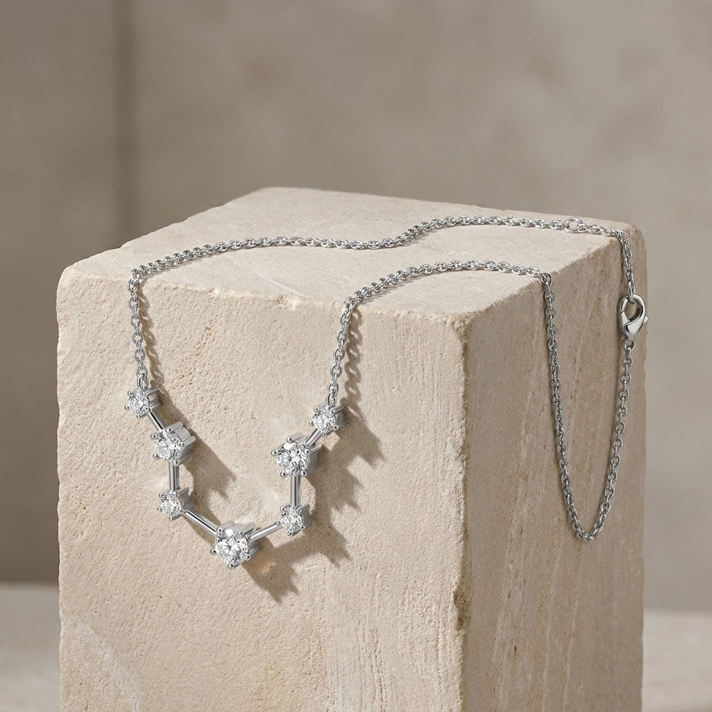 18K Constellation Round Diamond Pendant