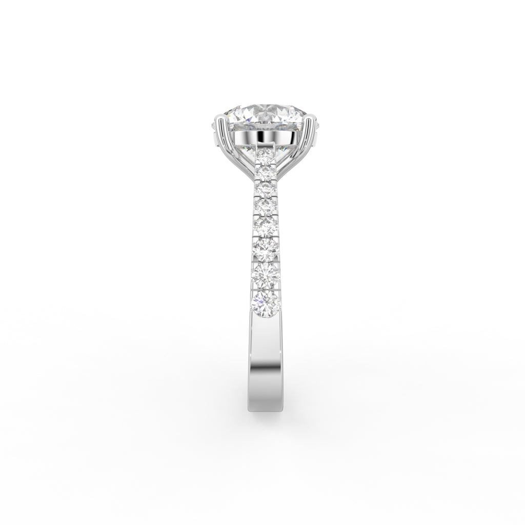 18K Solitaire Round Diamond Engagement Ring — SIDE
