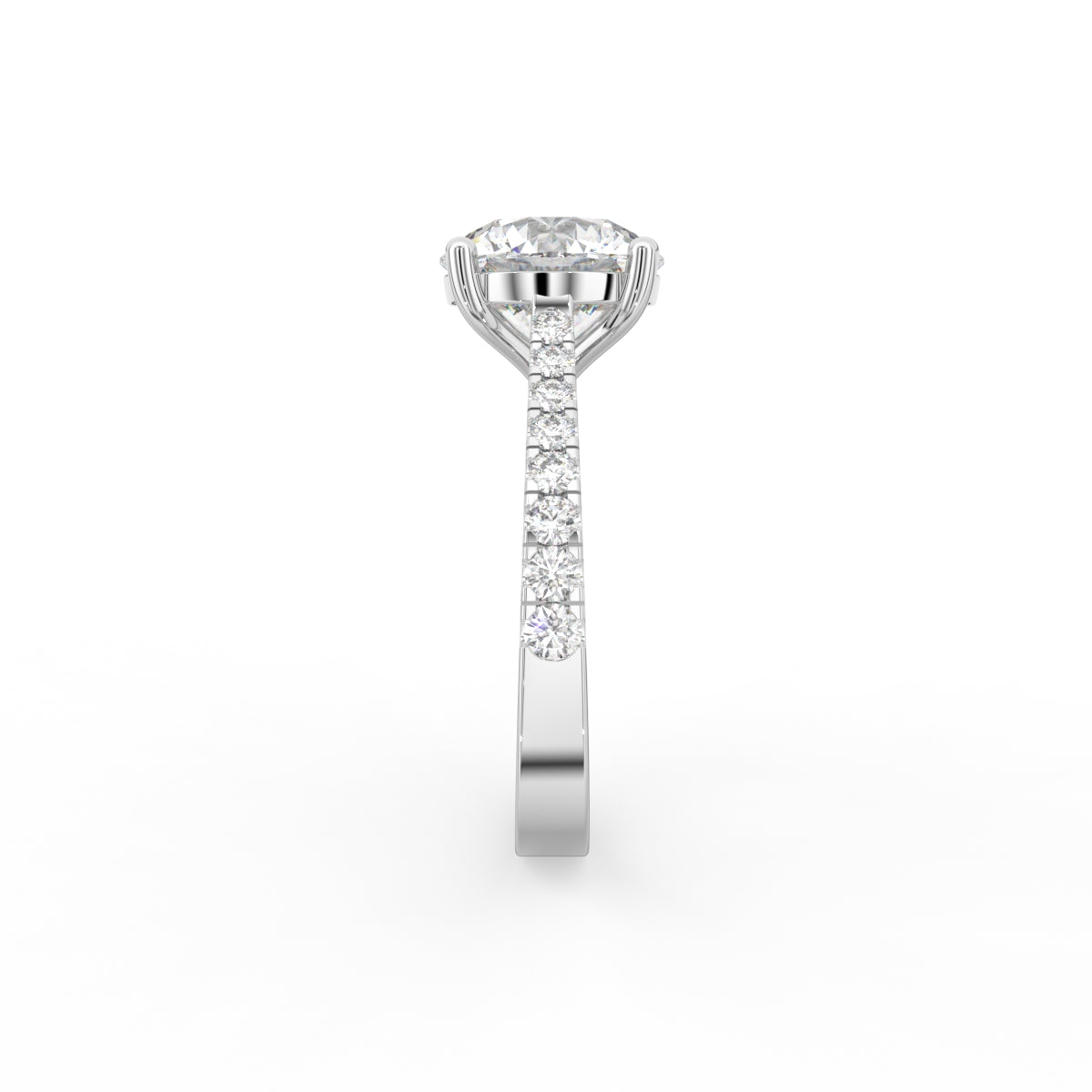 18K Solitaire Round Diamond Engagement Ring — SIDE