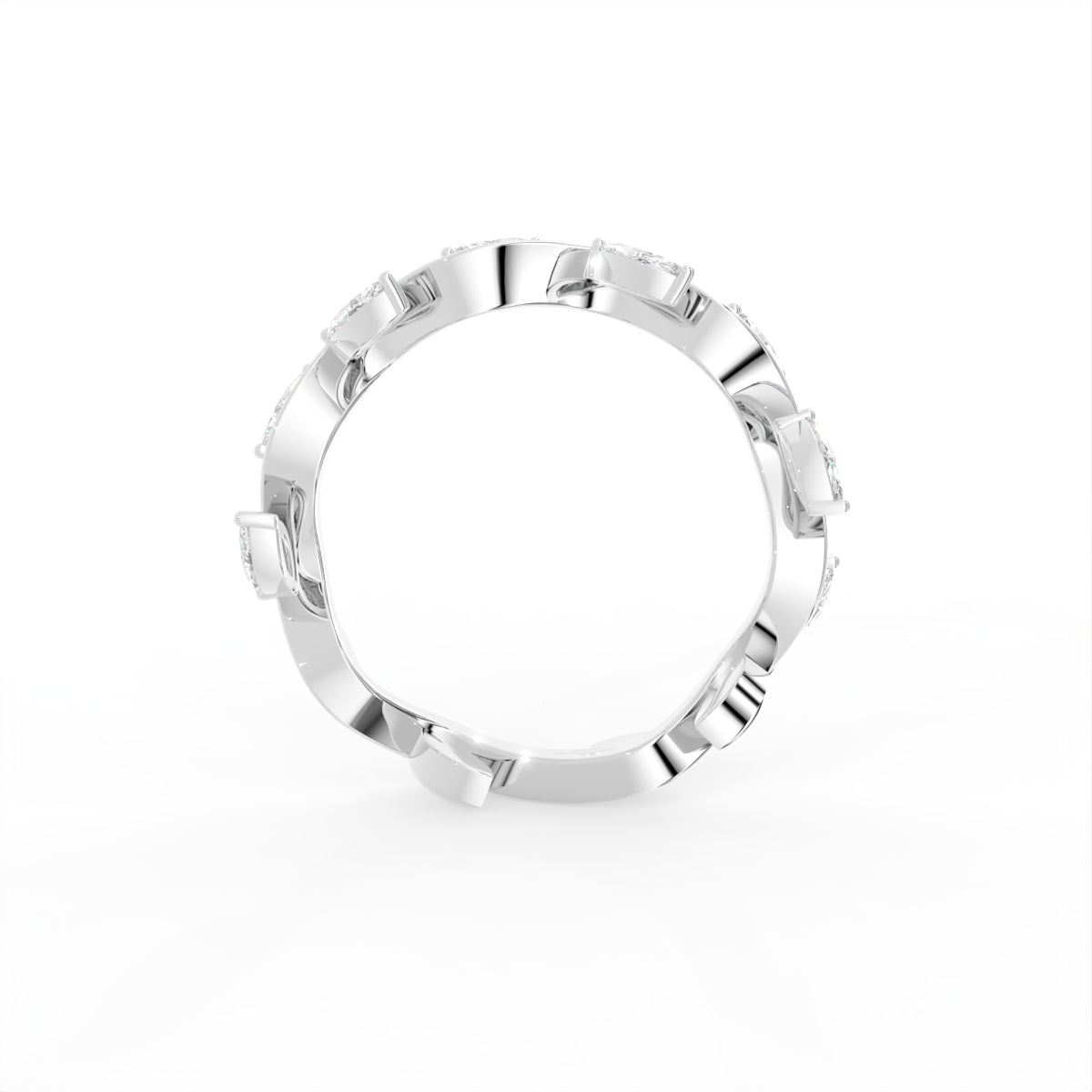 18K White Gold Marquise Diamond Band Ring — FRONT