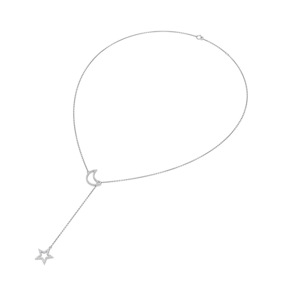 18K Cascading Drop Diamond Choker Necklace — 3D VIEW
