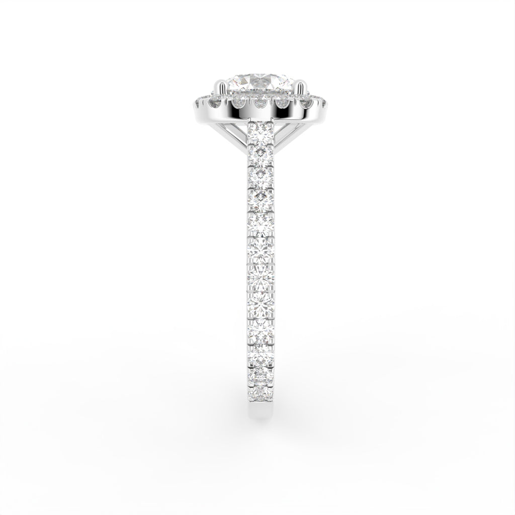 18K Halo Round Diamond Engagement Ring — SIDE