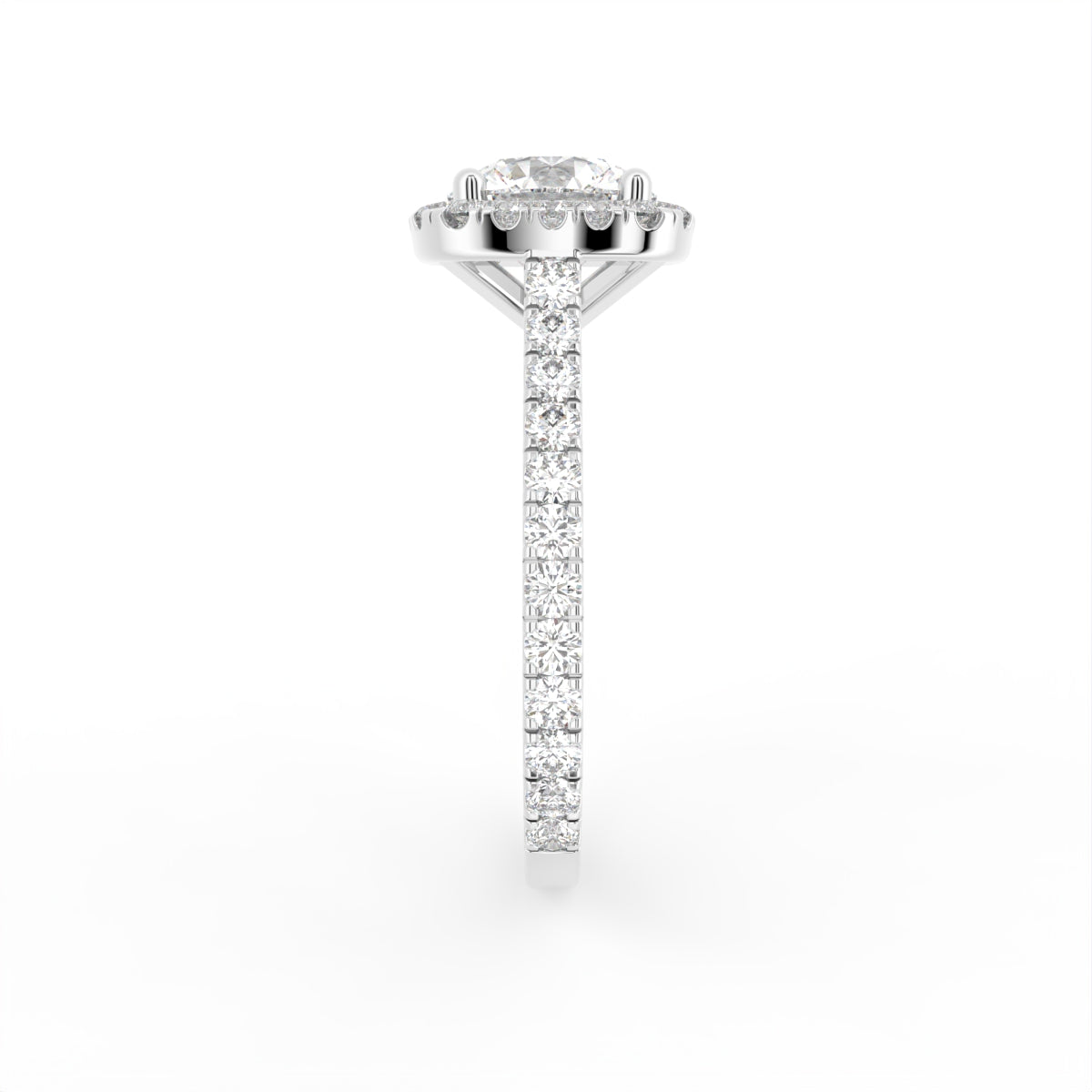 18K Halo Round Diamond Engagement Ring — SIDE