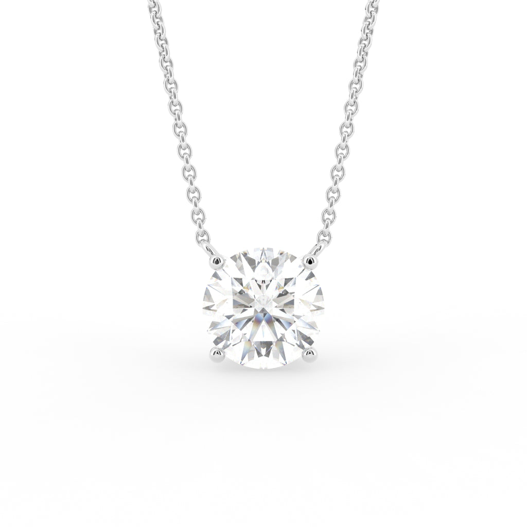 18K Solitaire Round Diamond Pendant — FRONT