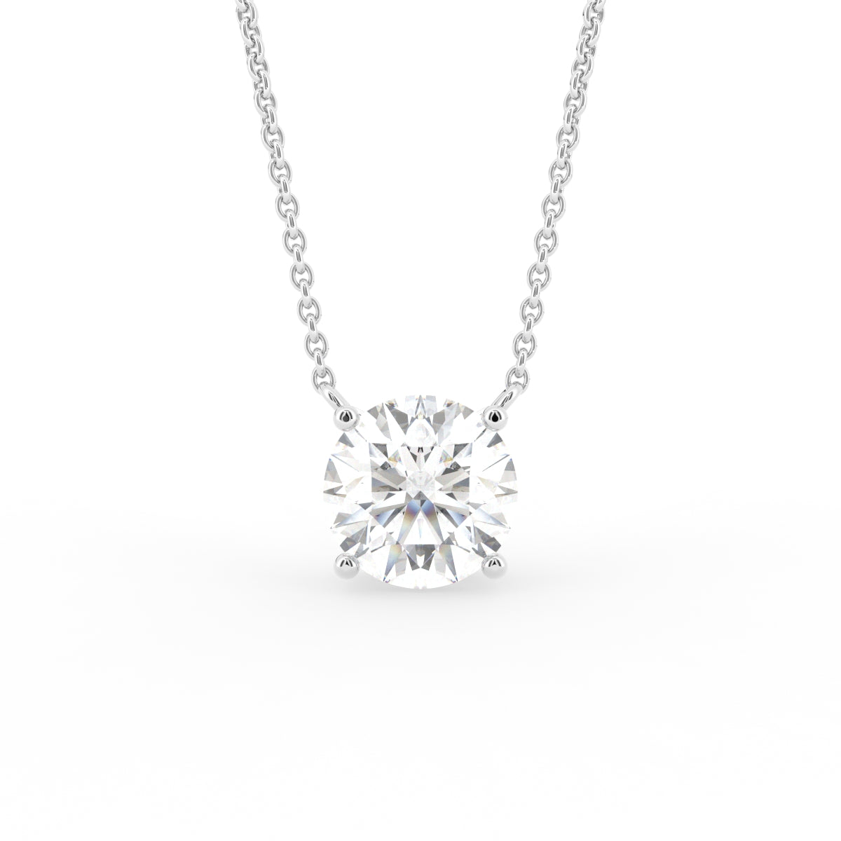 18K Solitaire Round Diamond Pendant — FRONT