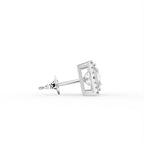 18K Princess Halo Diamond Earrings — SIDE VIEW