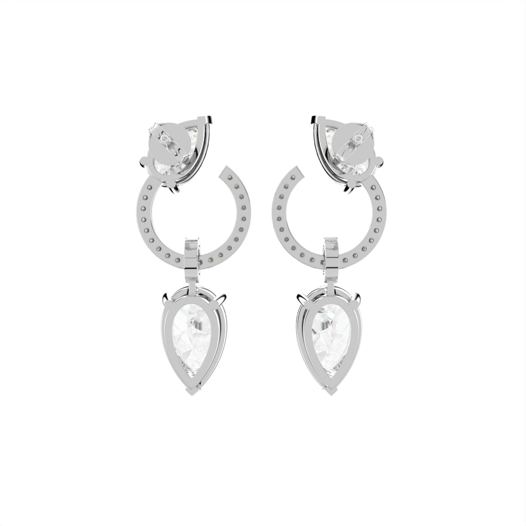 18K Pear Diamond Drop Earrings — BACK