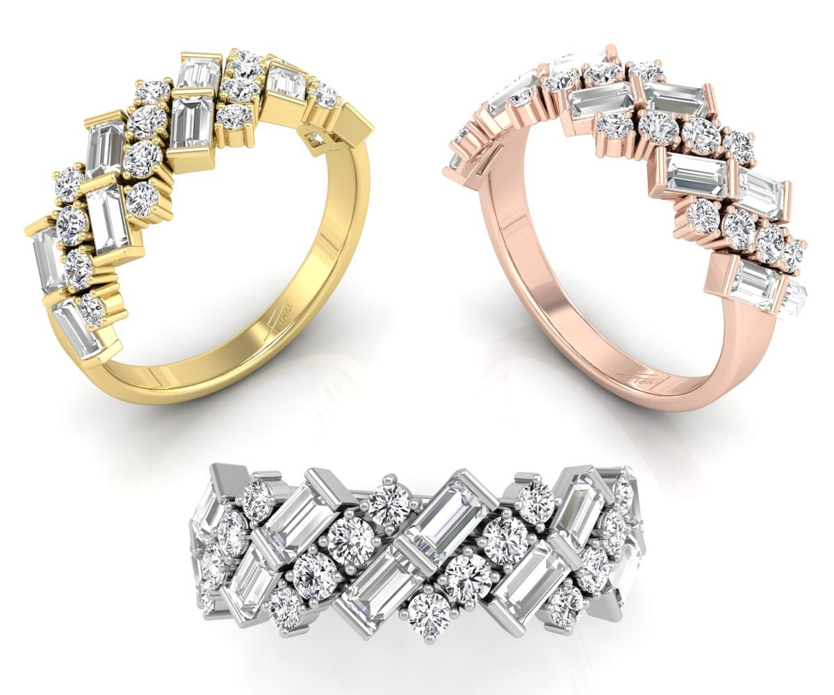 18K Eternity Baguette Diamond Ring — 3 COLOR