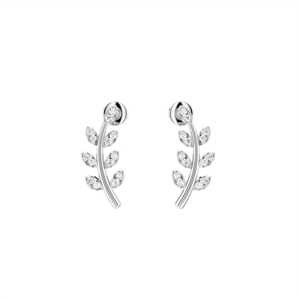 18K Leaf Diamond Earrings — TOP