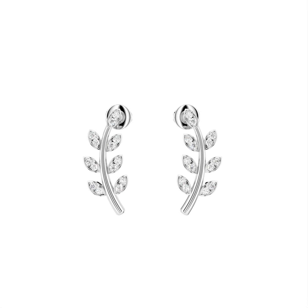 18K Leaf Diamond Earrings — TOP