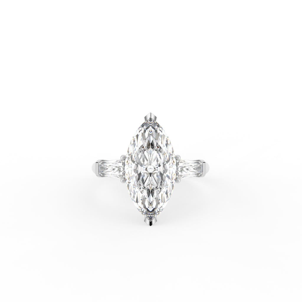 18K Trilogy Marquise Diamond Engagement Ring — TOP