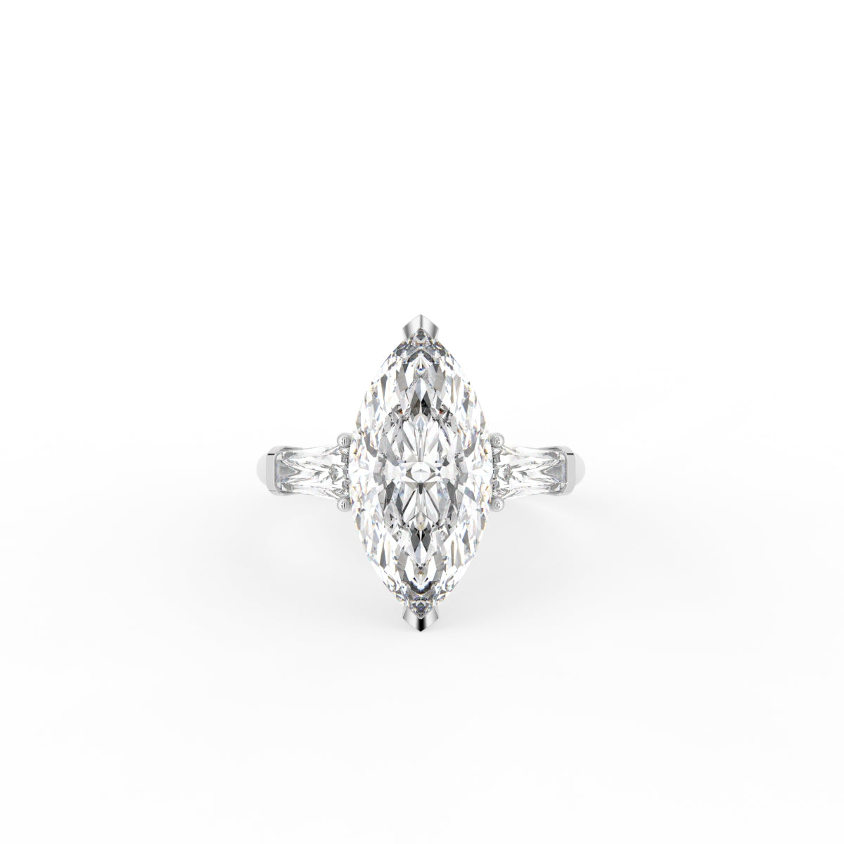 18K Trilogy Marquise Diamond Engagement Ring — TOP