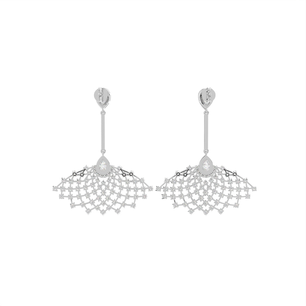 18K Peacock Feather Diamond Earrings — BACK