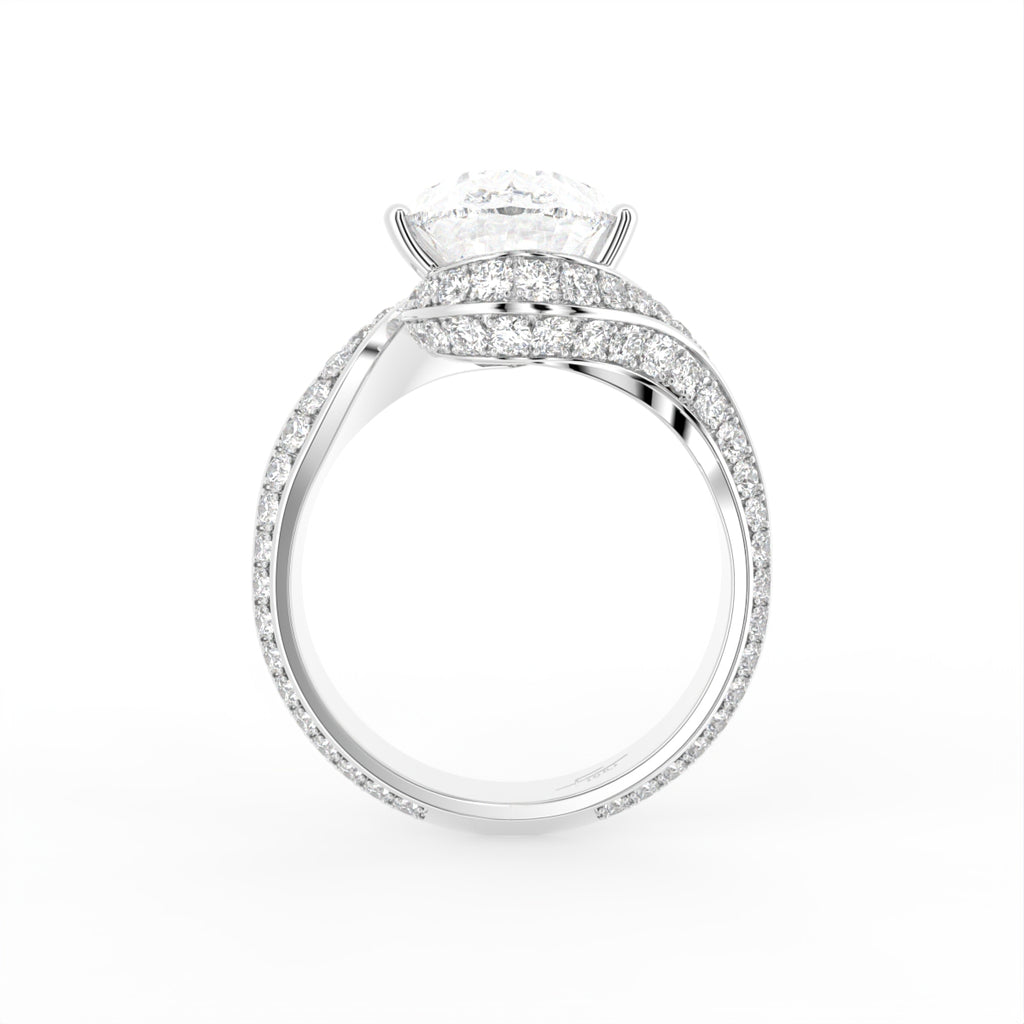 18K White Gold Pear Solitaire Diamond Ring — FRONT