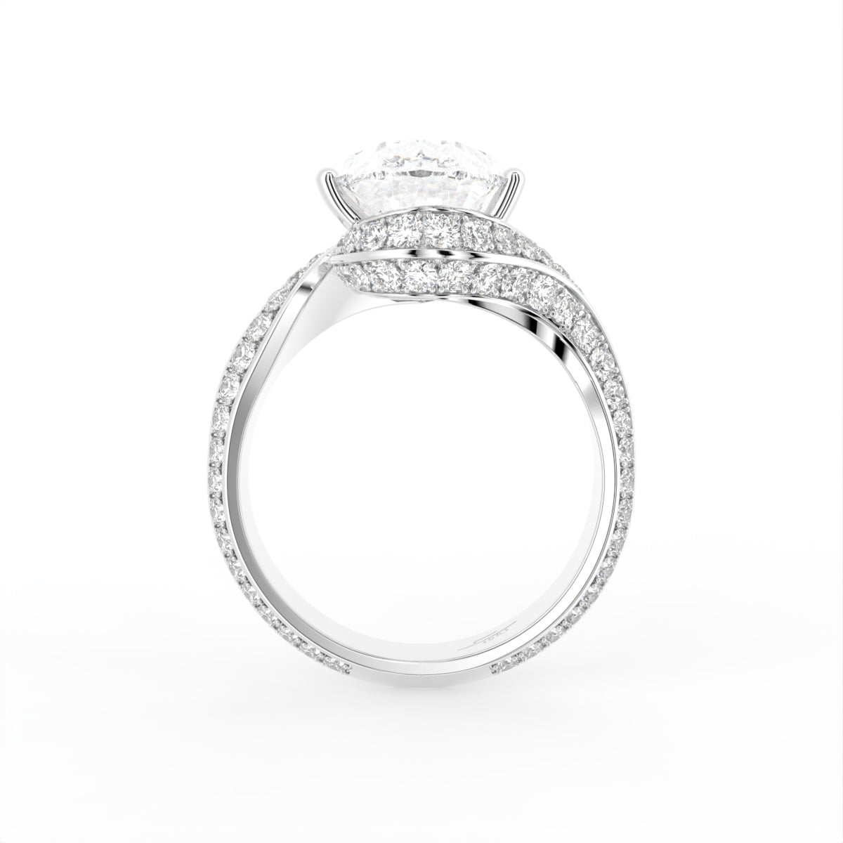 18K White Gold Pear Solitaire Diamond Ring — FRONT