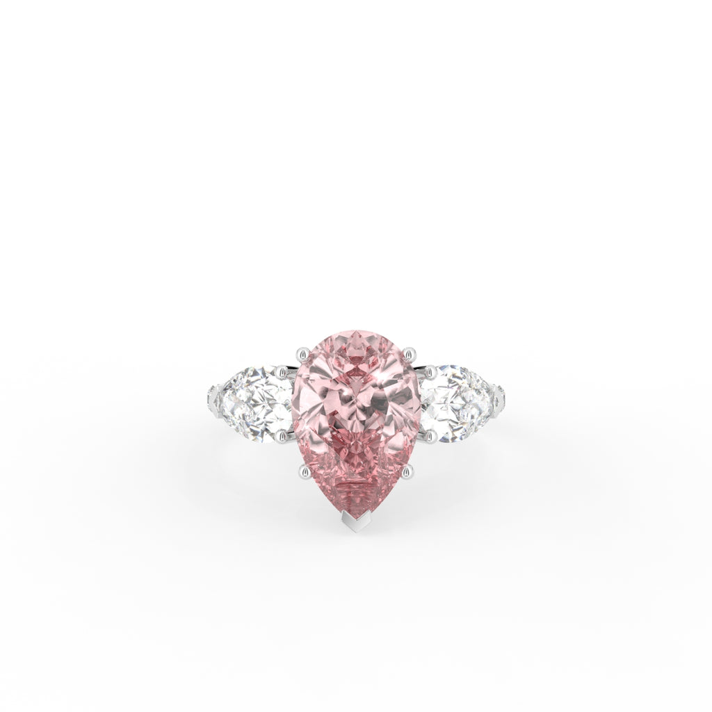 18K Trilogy Pear Diamond Engagement Ring — TOP