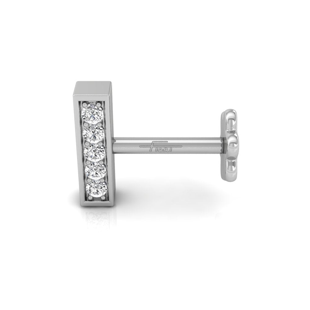 18K Heart Diamond Piercing Earrings — SIDE VIEW