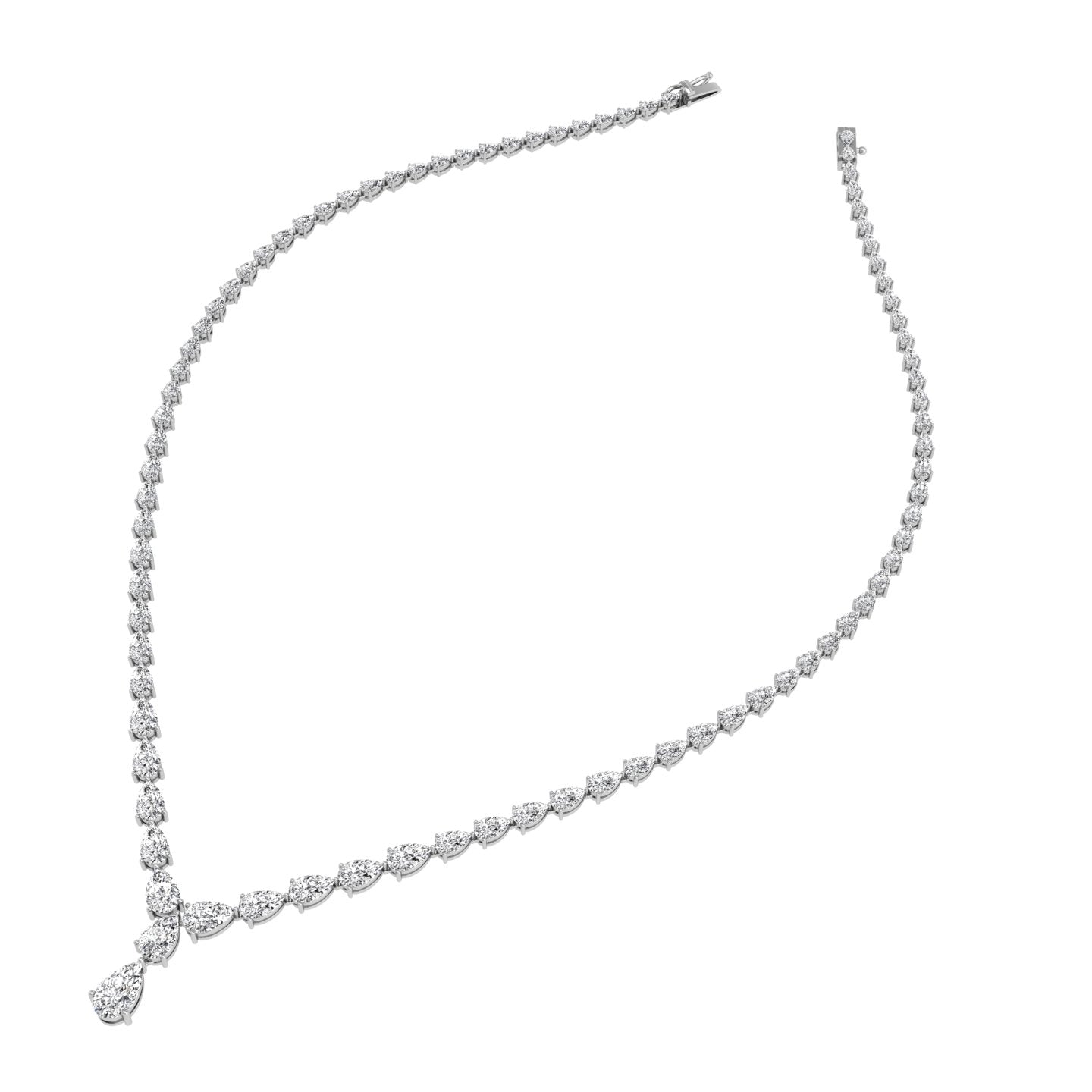18K Pear Diamond Tennis Necklace — 3D VIEW