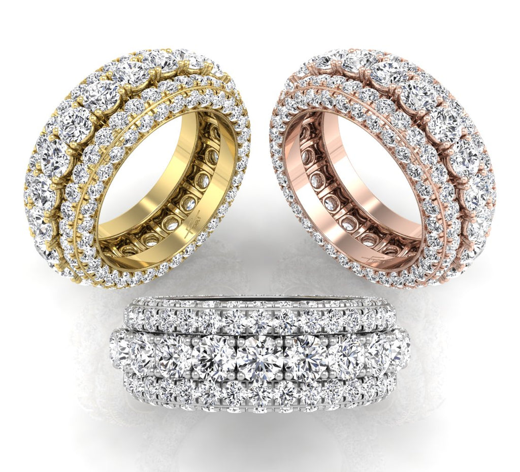 18K White Gold Eternity Round Diamond Ring — 3 COLOR