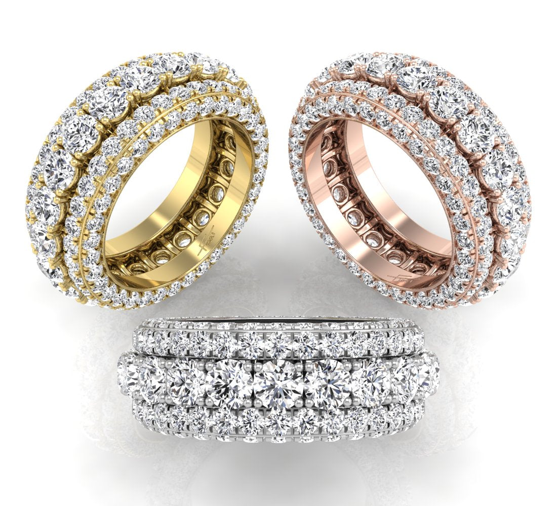 18K White Gold Eternity Round Diamond Ring — 3 COLOR