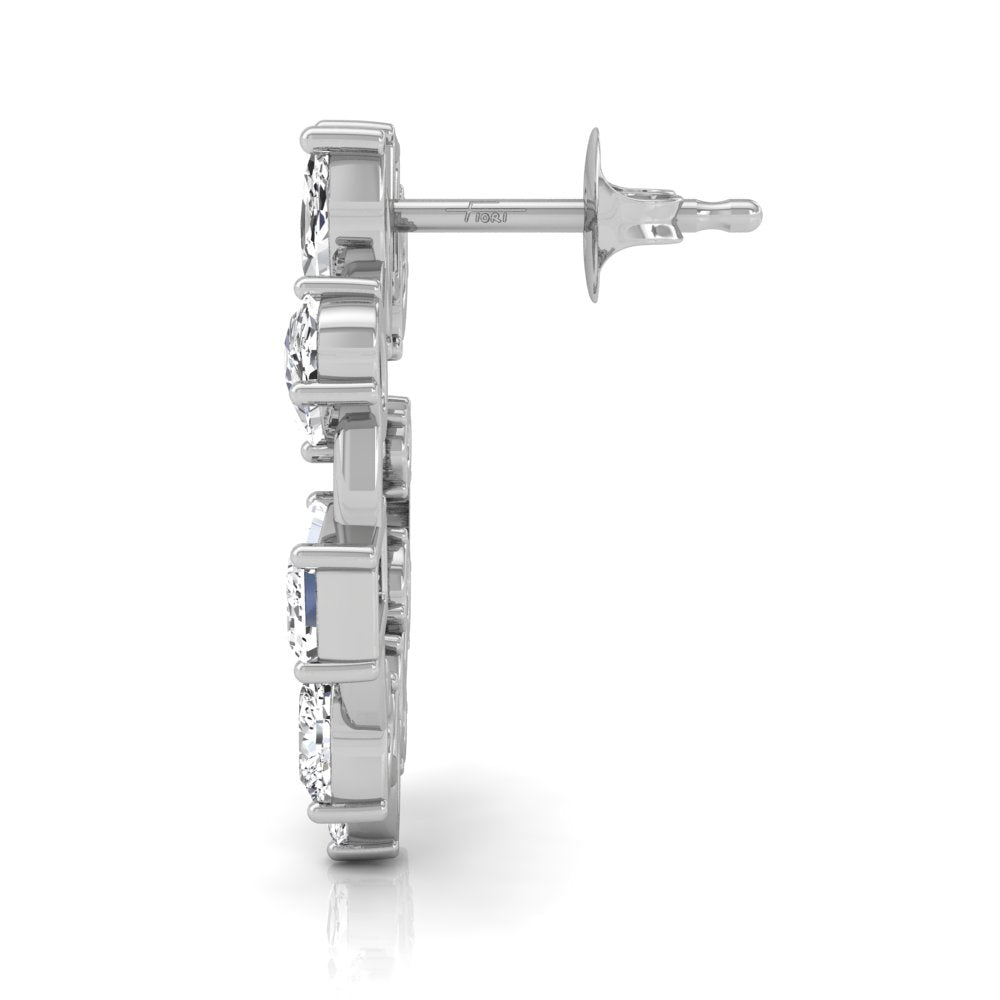 18K White Gold Mixed Shape Diamond Earrings — SIDE VIEW