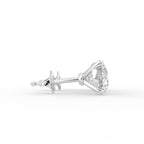 18K Round Solitaire Diamond Earrings — SIDE VIEW