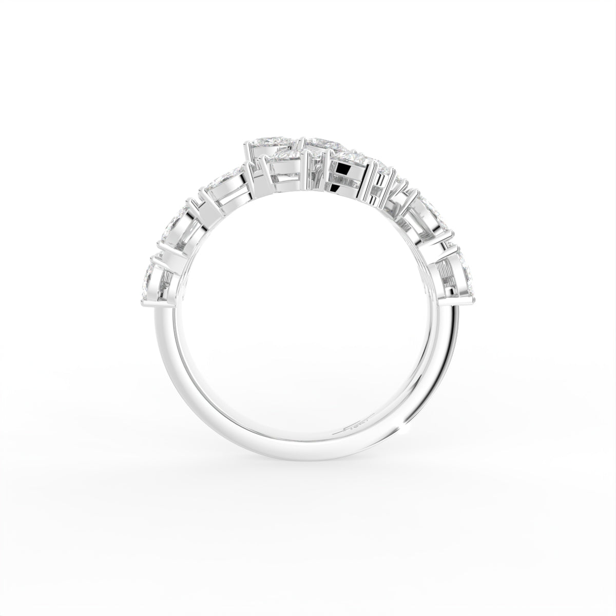 18K Multi Row Pave Diamond Ring — FRONT