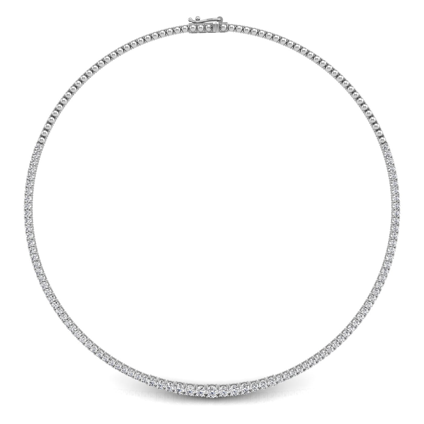 18K Round Tennis Diamond Necklace — TOP