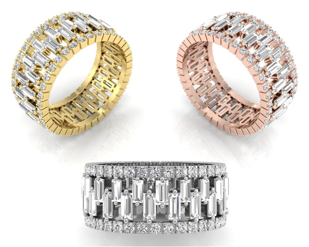 18K Eternity Baguette Diamond Ring — 3 COLOR