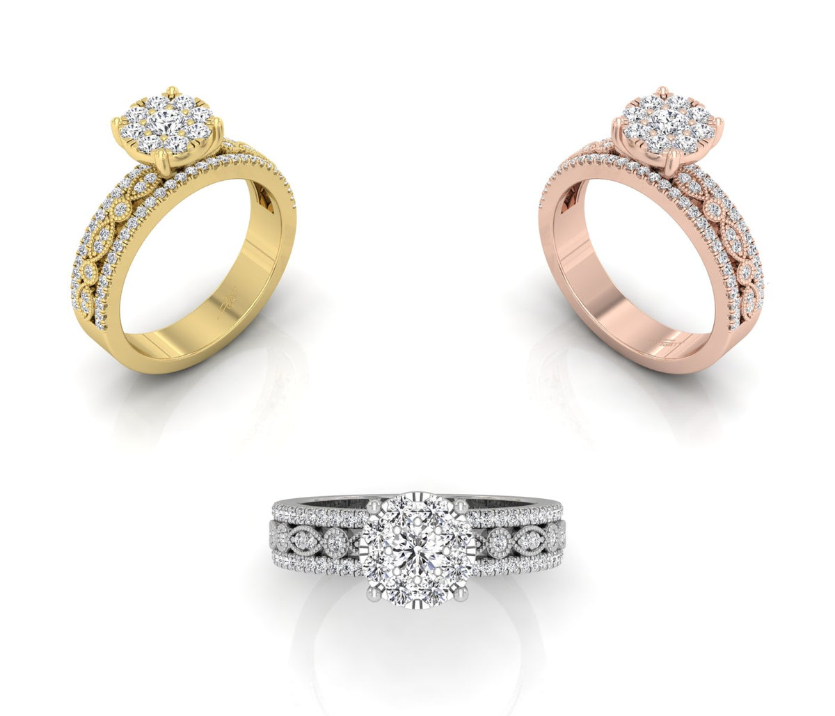 18K Round Diamond Ring — 3 COLOR