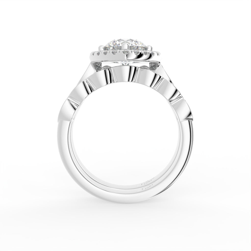 18K Halo Round Diamond Engagement Ring — FRONT